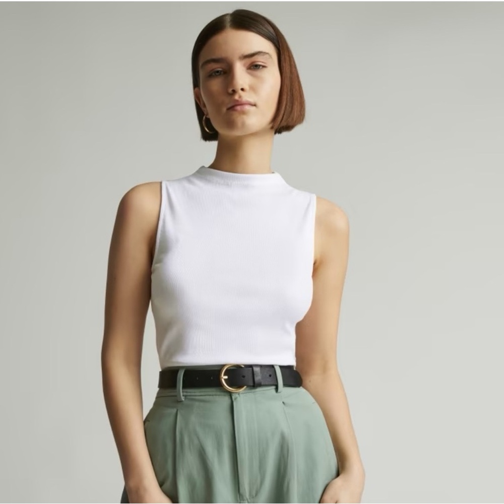 Everlane THE PIMA MICRO-RIB FUNNEL-NECK TANK - Picture 1 of 8